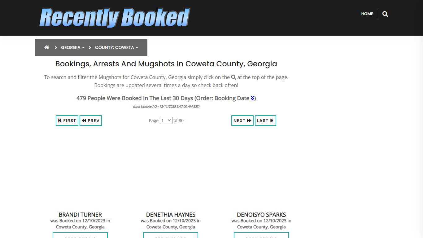 Recent bookings, Arrests, Mugshots in Coweta County, Georgia